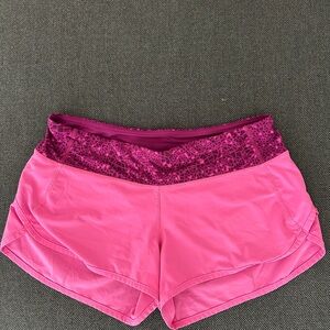 Lululemon Athletica Pink Athletic Shorts with Sparkly Waistband